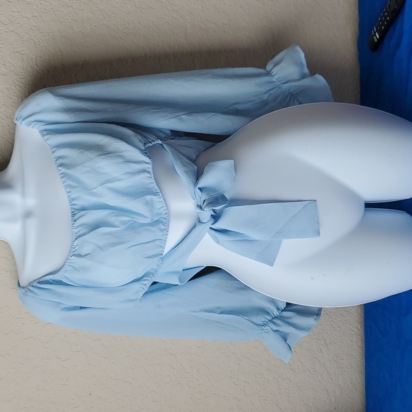 4/$30 **NWT baby blues crop blouse sz L - A Type Apparel - Picture 1 of 7